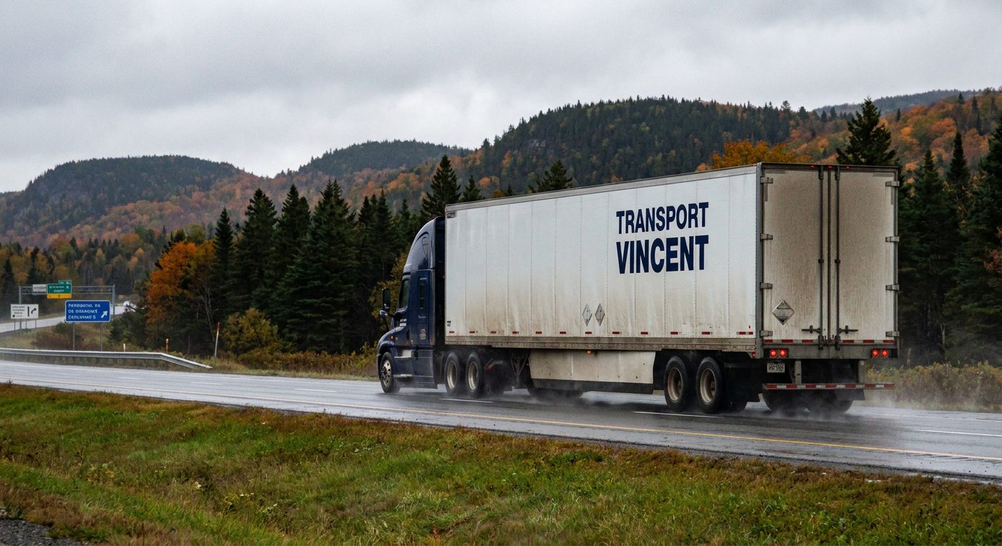 Camion Transport Vincent sur l'autoroute des Laurentides